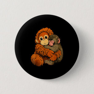 Badge Rond 5 Cm Bébé singe frappe maman singe jouet câlin chaud mi