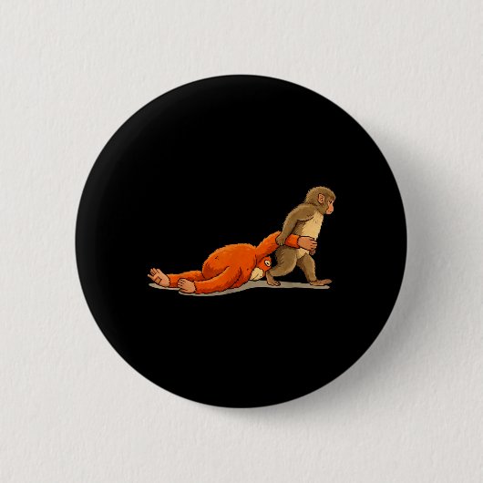 Badge Rond 5 Cm Bébé singe graphique Monkey Punch tenant un jouet (Devant)