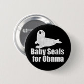 Badge Rond 5 Cm Bébés phoques pour Obama (Devant & derrière)