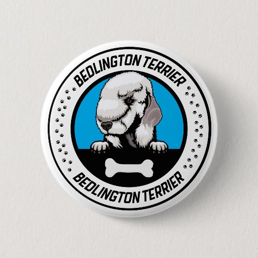 Badge Rond 5 Cm Bedlington Terrier Illustration (Devant)