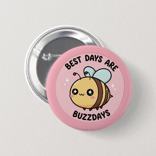 Badge Rond 5 Cm Bee Button – Cute Kawaii Bumblebee Pin (Devant & derrière)