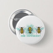 Badge Rond 5 Cm Bee Different Bumble Bee Trio (Devant & derrière)