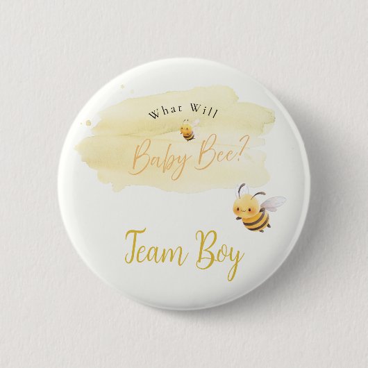 Badge Rond 5 Cm Bee Gender Reveal Button Team Boy (Devant)