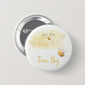 Badge Rond 5 Cm Bee Gender Reveal Button Team Boy (Devant & derrière)