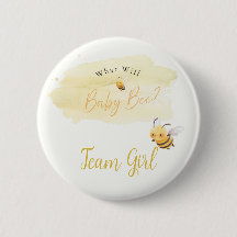 Bee Gender Reveal Button Team Girl