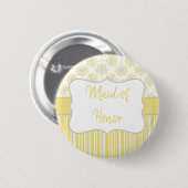 Badge Rond 5 Cm Bee Jaune et Grey Géométrique Maid of Honor (Devant & derrière)