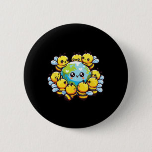 Badge Rond 5 Cm Bee Kawaii Bees du monde de la Terre