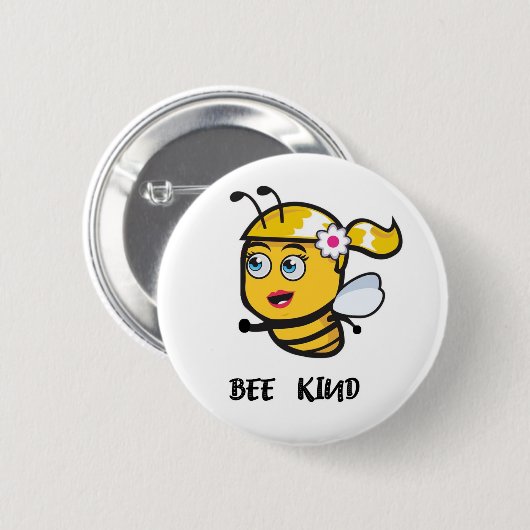 BADGE ROND 5 CM BEE    KINDBEE (Devant & derrière)