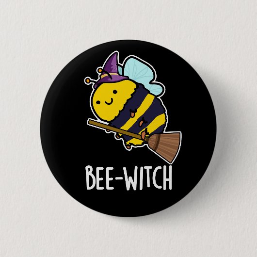 Badge Rond 5 Cm Bee-sorcière Funny Bee Pun Dark BG (Devant)