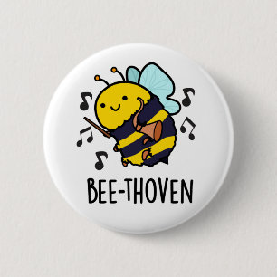 Badge Rond 5 Cm Bee-thoven Funny Music Bee Pun