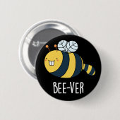 Badge Rond 5 Cm Bee ver Funny Animal Beaver Bee Pun Dark BG (Devant & derrière)