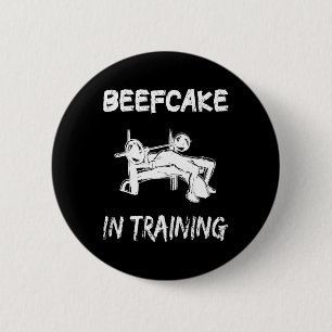 Badge Rond 5 Cm Beefcake Dans L'Entraînement Gym Muscle Drôle Body