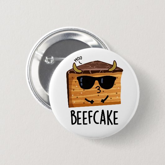 Badge Rond 5 Cm Beefcake Funny Cake Pun (Devant & derrière)