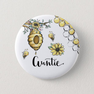 Badge Rond 5 Cm Beehive Florale Miel Sweet Bee Baby shower Tante
