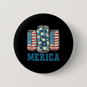 Badge Rond 5 Cm Beer American Flag Drôle 4 juillet Merica Usa Dr.