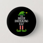 Badge Rond 5 Cm Beer Drinking Elf Matching Family Group Christmas (Devant)