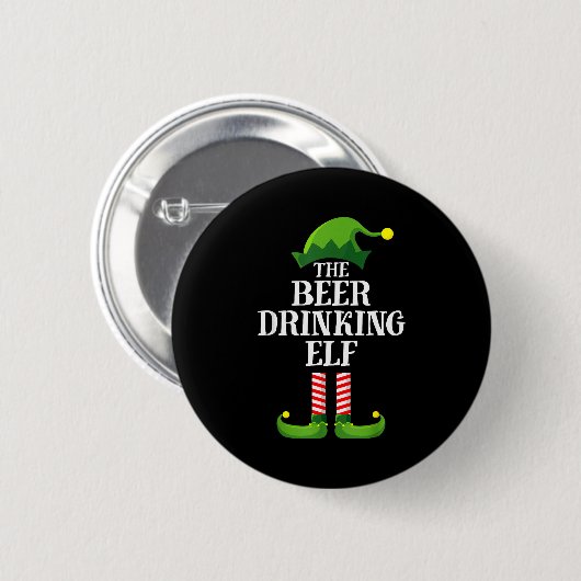 Badge Rond 5 Cm Beer Drinking Elf Matching Family Group Christmas (Devant & derrière)