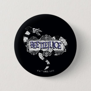 Badge Rond 5 Cm Beetlejus   Vapeur de sable enroulé sur le logo B