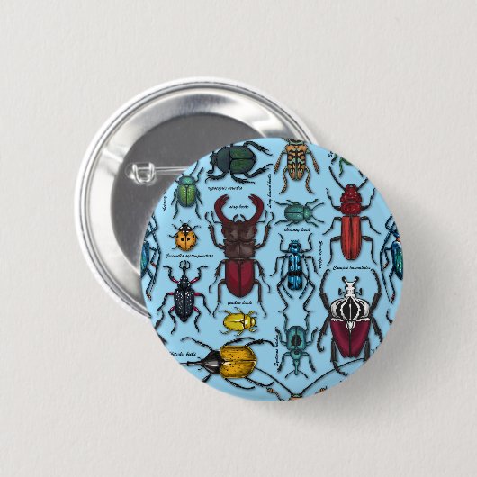 Badge Rond 5 Cm Beetons sur bleu (Devant & derrière)