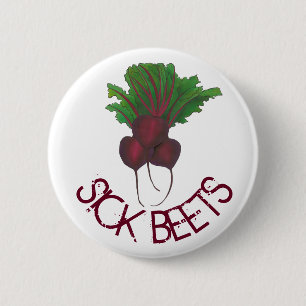 Badge Rond 5 Cm Beets Malades (Beats) Beet Rouge Végétarien Végéta