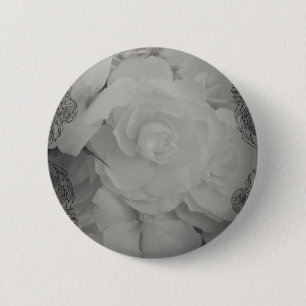 Badge Rond 5 Cm Bégonie blanche
