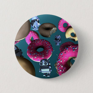 Badge Rond 5 Cm Beignets et bouton du robot 03 de jouet