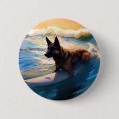 Badge Rond 5 Cm Belge Shepherd Beach Surf Peinture (Devant)