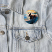 Badge Rond 5 Cm Belge Shepherd Beach Surf Peinture (En situation)