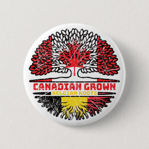 Badge Rond 5 Cm Belgique Belgique Canada drapeau des racines d'arb