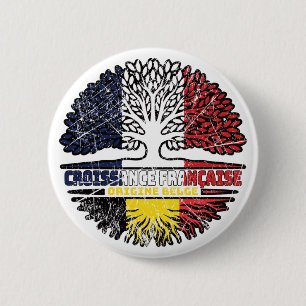 Badge Rond 5 Cm Belgique Belgique France Arbre Drapeau