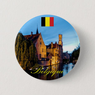 Badge Rond 5 Cm Belgique Medieval Bruges