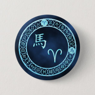 Badge Rond 5 Cm Bélier/Cheval