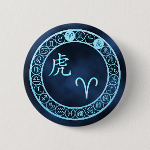 Badge Rond 5 Cm Bélier/Tiger