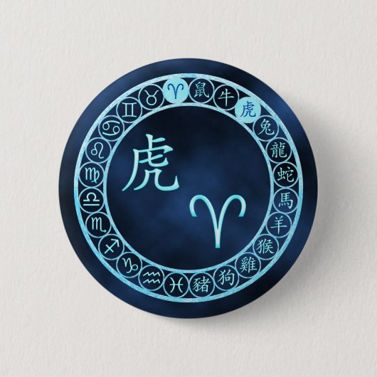 Badge Rond 5 Cm Bélier/Tiger (Devant)