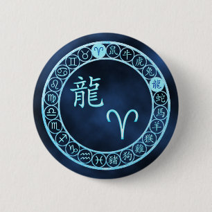 Badge Rond 5 Cm Béliers/Dragon