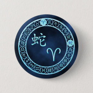 Badge Rond 5 Cm Béliers/Serpent