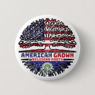 Badge Rond 5 Cm Belize Bélizien États-Unis États-Unis Arbre des Ét