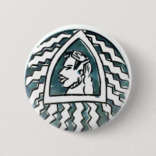 Badge Rond 5 Cm Belle Africaine Bongo Massai Portrait Tribal Art