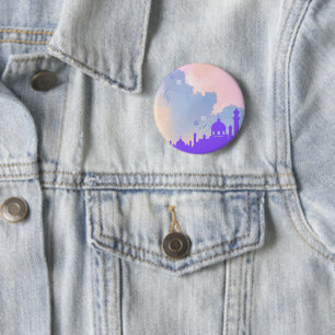 Badge Rond 5 Cm Belle aquarelle Floral Mosque Cadeau islamique