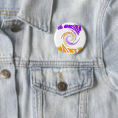 Badge Rond 5 Cm Belle Art Moderne Design : Tourbillon violet et or (En situation)