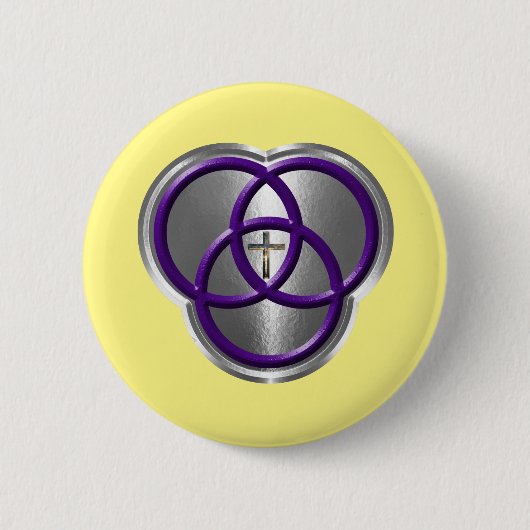 Badge Rond 5 Cm Belle bague de la Trinité chrétienne avec croix (Devant)