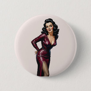Badge Rond 5 Cm Belle Brunette Old Hollywood Glamor Art