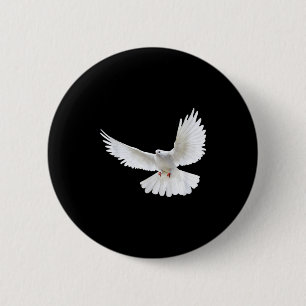 Badge Rond 5 Cm Belle Colombe Blanche Paisible Volante Photo Silho