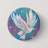 Badge Rond 5 Cm Belle colombe blanche Parties scintillant blanche (Devant)