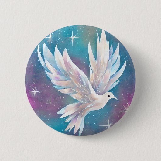 Badge Rond 5 Cm Belle colombe blanche Parties scintillant blanche (Devant)