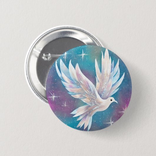 Badge Rond 5 Cm Belle colombe blanche Parties scintillant blanche (Devant & derrière)