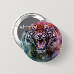 Badge Rond 5 Cm Belle croissance Tigre Bengale Tigre photo visage