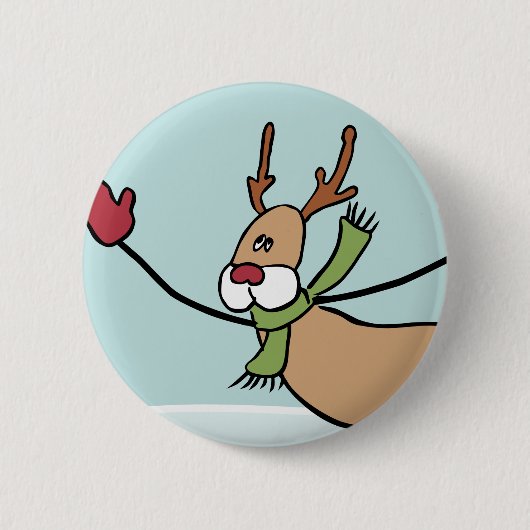 Badge Rond 5 Cm Belle Dancing Reindee - Noël (Devant)