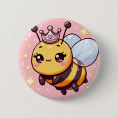 Badge Rond 5 Cm Belle Dessin de la Reine Bee (Devant)