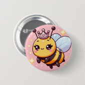 Badge Rond 5 Cm Belle Dessin de la Reine Bee (Devant & derrière)